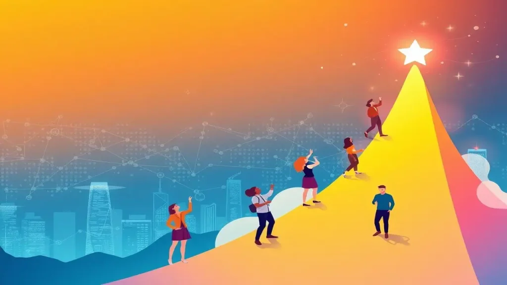 Profesionales diversos, futuro brillante y digital