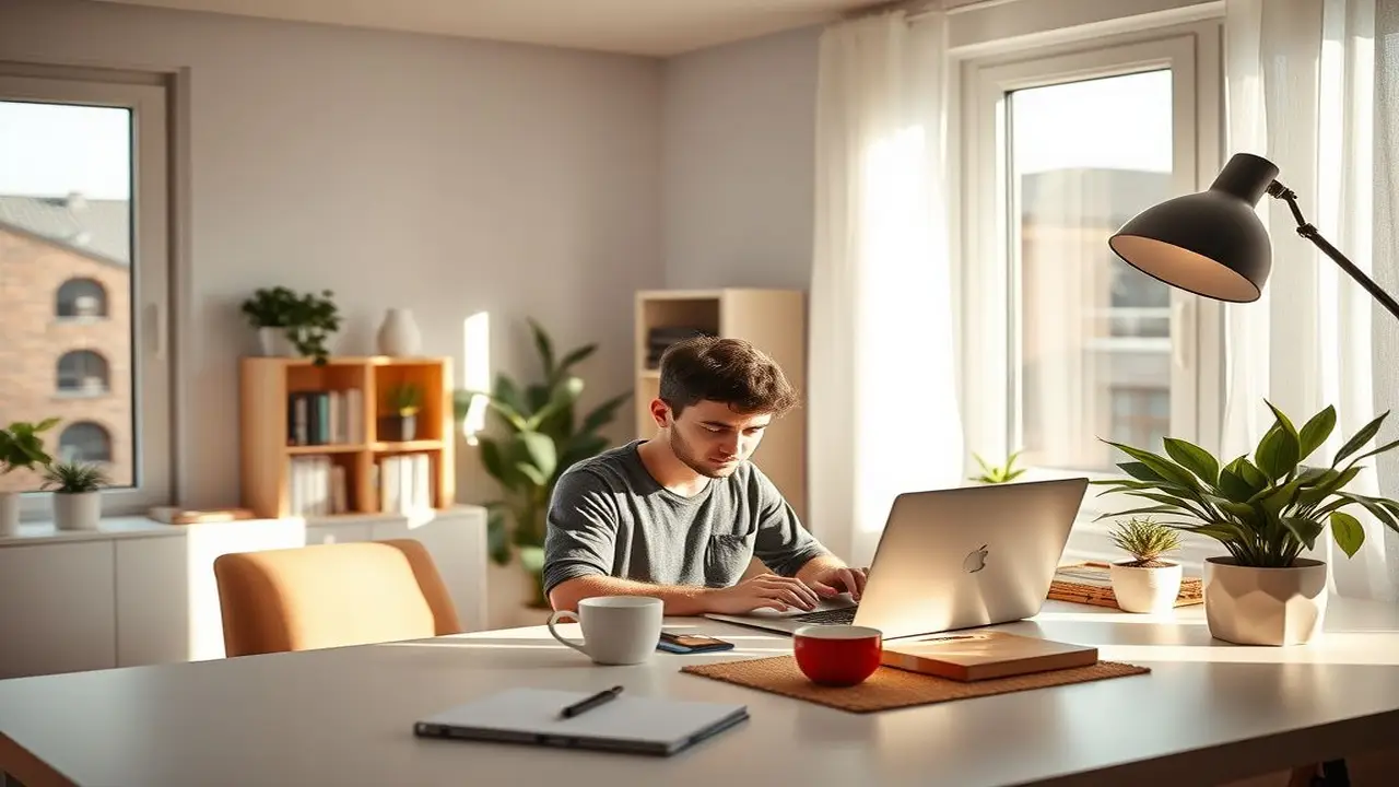 Oficina en casa: trabajo productivo y acogedor