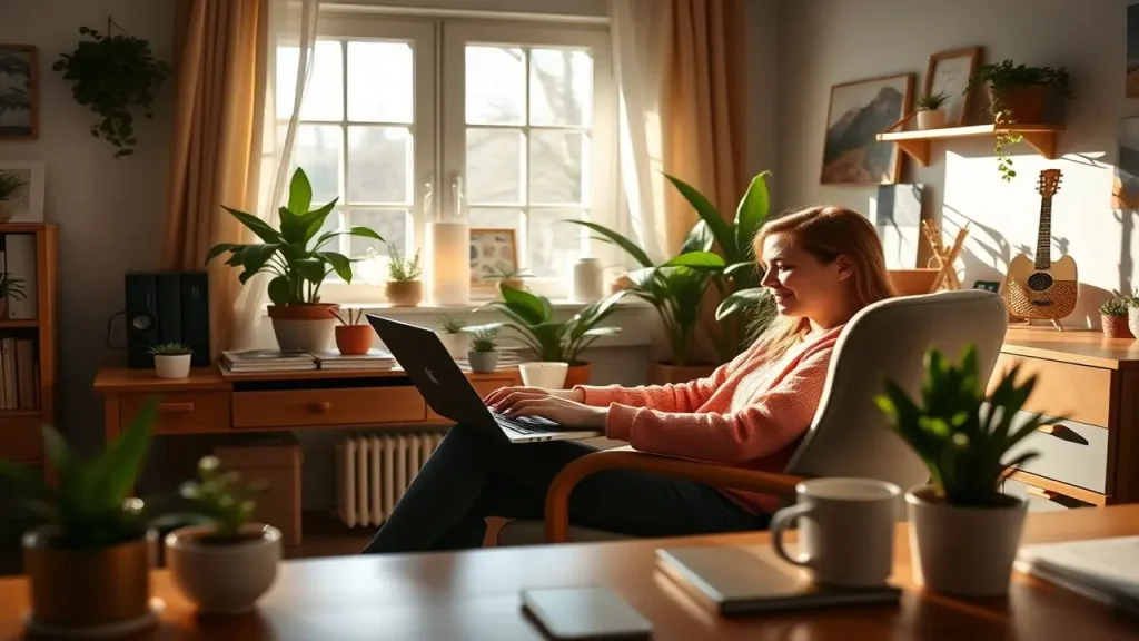 Oficina acogedora, trabajo feliz y productivo