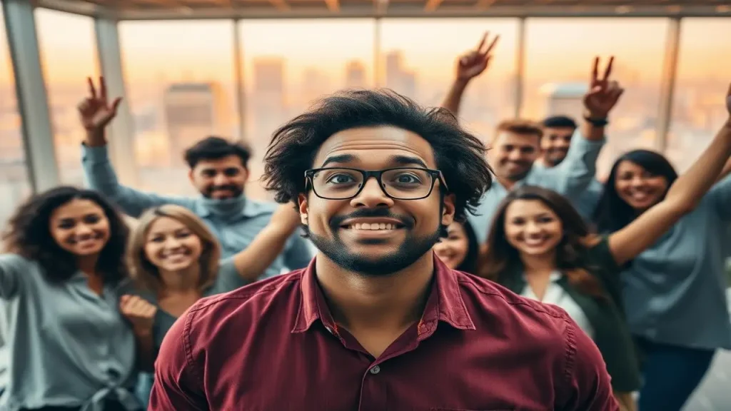 Éxito vibrante en oficina urbana moderna