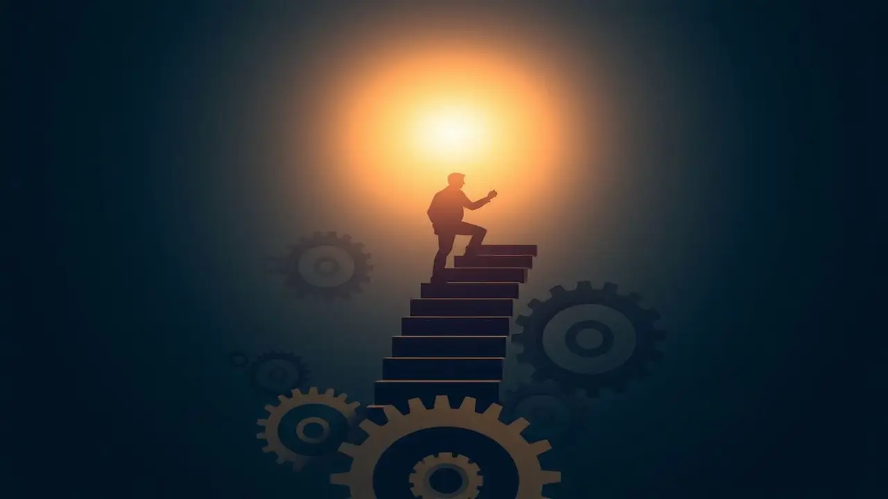 Ascenso abstracto dorado y azul